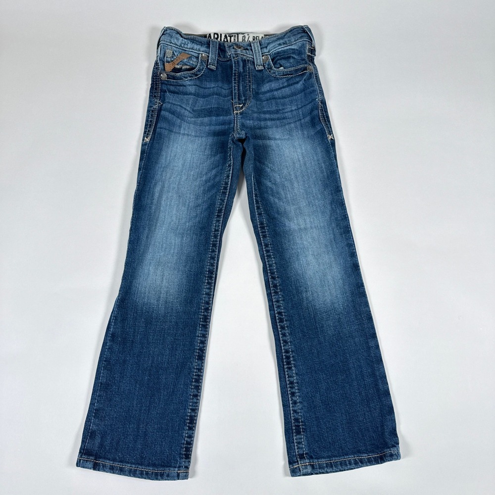 Ariat Jeans Boys Size 8 Blue B4 Relaxed Straight Leg Western Cowboy Denim